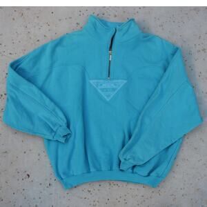 VTG 80s T&SKI New Zealand Quarter Zip Sweatshirt Mens M Teal Batwing Ski Retro
